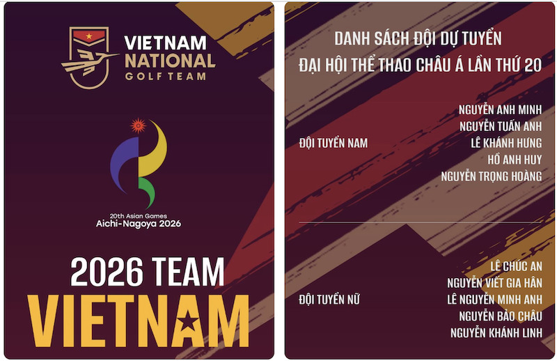 VGA chốt danh sách đội tuyển golf Quốc gia tham dự ASIAD 20