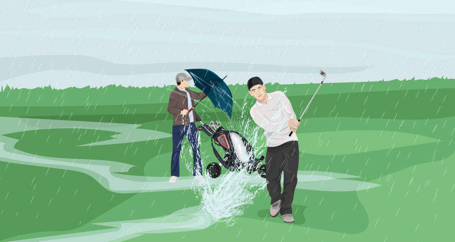 Học các golfer nổi tiếng cách chơi golf khi trời mưa