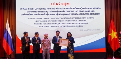 Kỷ niệm trọng thể 70 năm Ngày truyền thống Hội Hữu nghị Việt-Nga, đón nhận Huân chương Lao động hạng Nhì