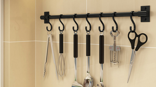 Giá treo muỗng đa năng dán tường không cần khoan đục - Đen