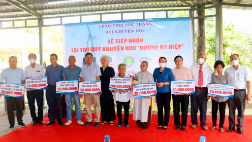 Sóc Trăng tiếp nhận hơn 600 triệu đồng ủng hộ quỹ học bổng Dương Kỳ Hiệp