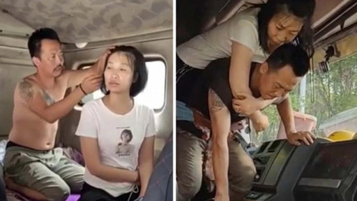 Chở vợ bị liệt đi làm cùng hàng ngày để tiện chăm sóc