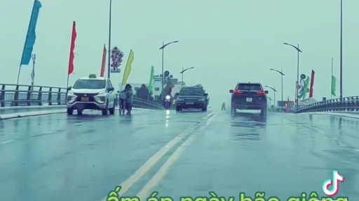 Kiên Giang: Lái taxi 'dìu' cụ già dắt xe đạp qua cầu giữa mưa bão