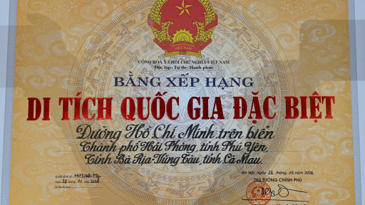 Đường Hồ Chí Minh trên biển được xếp hạng Di tích quốc Gia đặc biệt