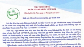 Chủ tịch UBND TP Cần Thơ gửi thư chúc mừng Ngày Doanh nhân Việt Nam