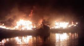 Kiên Giang: Hàng loạt tàu cá cháy ở cảng Ba Hòn