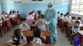 Tiền Giang: Diễn tập tình huống phòng, chống dịch Covid-19 khi đón học sinh tiểu học trở lại trường