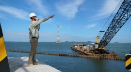 EVNSPC đẩy nhanh công trình đường dây 220KV vượt biển Kiên Bình-Phú Quốc