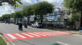 Triển khai “Thảm an toàn cho học sinh qua đường” trước cổng Trường Tiểu học Nguyễn Du