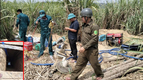 Phát hiện hố sâu bất thường và máy móc nghi phục vụ khai thác vàng tại khu đất của cán bộ công an xã