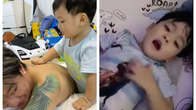 Con trai Đàm Vĩnh Hưng làm ba mình cay khóe mắt, lại còn biết vừa đấm lưng vừa hôn 