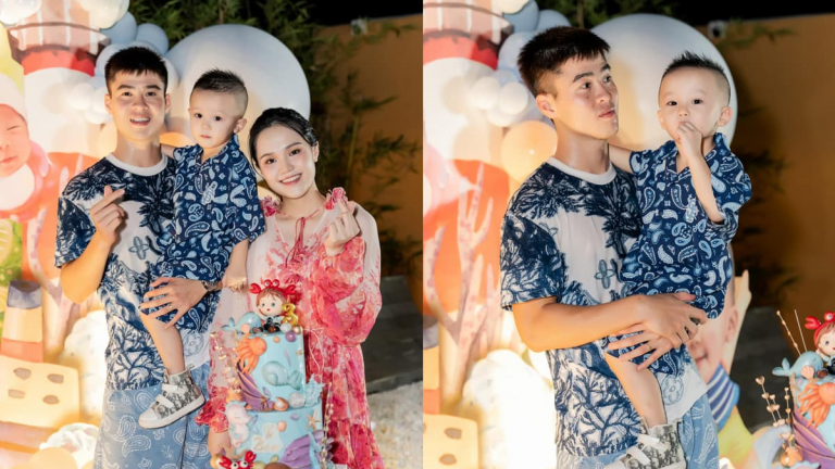 Vợ chồng trung vệ Duy Mạnh tổ chức sinh nhật hoành tráng cho con trai