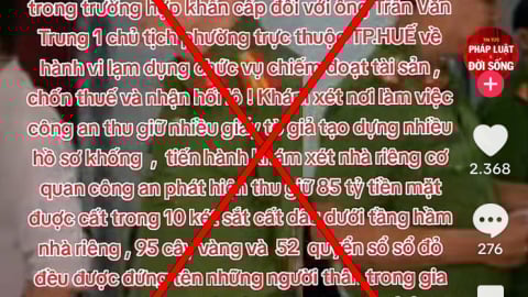 Huế bác tin Công an bắt giữ Chủ tịch phường nhận hối lộ với số tiền 'khủng'