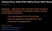 Bán 50 triệu cổ phiếu VRE, Warburg Pincus muốn thu về 78 triệu USD