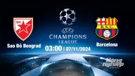 Nhận định, trực tiếp Crvena Zvezda vs Barcelona, Cúp C1 Châu Âu, 03h00 ngày 7/11/2024