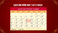 Lịch âm 14/11, xem âm lịch hôm nay Thứ 5 ngày 14/11/2024 đầy đủ nhất