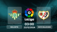 Trực tiếp bóng đá Real Betis vs Rayo Vallecano, La Liga, 03h00 hôm nay 23/12/2024