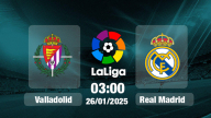 Trực tiếp bóng đá Valladolid vs Real Madrid, La Liga, 03h00 hôm nay 26/1/2025