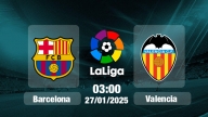 Trực tiếp bóng đá Barcelona vs Valencia, La Liga, 03h00 hôm nay 27/1/2025