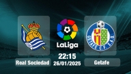 Trực tiếp bóng đá Real Sociedad vs Getafe, La Liga, 22h15 hôm nay 26/1/2025