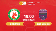 Trực tiếp bóng đá Bình Định vs Bình Dương, 18h00 hôm nay 1/3/2025