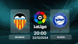 Trực tiếp bóng đá Valencia vs Alaves, La Liga, 20h00 hôm nay 22/12/2024