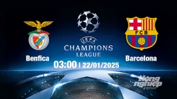 Trực tiếp bóng đá Benfica vs Barcelona, Cúp C1 Châu Âu, 03h00 ngày 22/1/2025