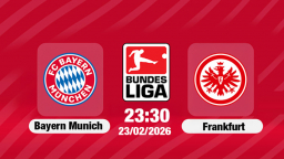 Trực tiếp bóng đá Bayern Munich vs Frankfurt 23h30 hôm nay 23/2/2025