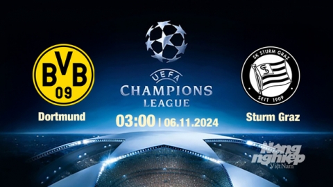 Nhận định, trực tiếp Dortmund vs Sturm Graz, Cúp C1 Châu Âu, 03h00 ngày 6/11/2024