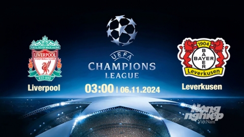 Nhận định, trực tiếp Liverpool vs Leverkusen, Cúp C1 Châu Âu, 03h00 ngày 6/11/2024