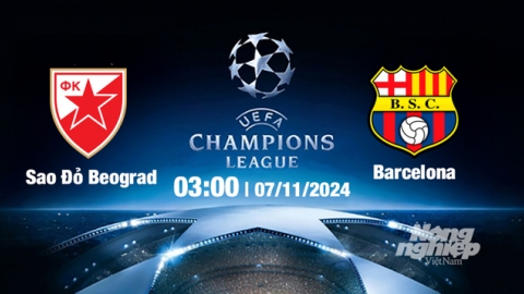 Nhận định, trực tiếp Crvena Zvezda vs Barcelona, Cúp C1 Châu Âu, 03h00 ngày 7/11/2024