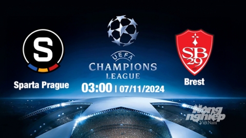 Nhận định, trực tiếp Sparta Prague vs Brest, Cúp C1 Châu Âu, 03h00 ngày 7/11/2024