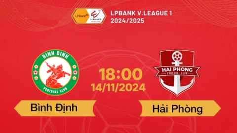 FPTPlay Trực tiếp bóng đá Bình Định vs Hải Phòng, 18h hôm nay 14/11/2024