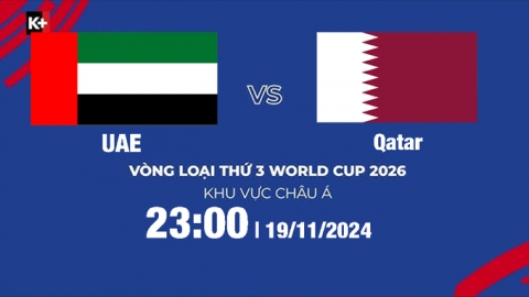 Trực tiếp UAE vs Qatar, Vòng loại World Cup 2026, 23h hôm nay 19/11/2024