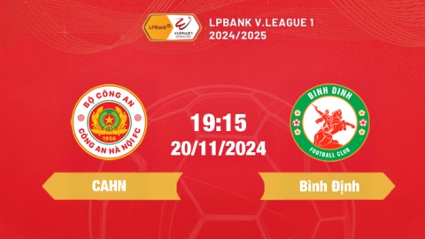 VTV5, FPTPlay trực tiếp bóng đá CAHN vs Bình Định, 19h15 hôm nay 20/11/2024