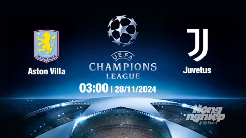 Nhận định, trực tiếp Aston Villa vs Juventus, Cúp C1 Châu Âu, 03h00 ngày 28/11/2024