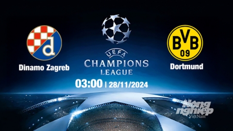 Nhận định, trực tiếp Dinamo Zagreb vs Dortmund, Cúp C1 Châu Âu, 03h00 ngày 28/11/2024