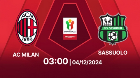 Nhận định AC Milan vs Sassuolo, Coppa Italia, 03h00 hôm nay 4/12/2024