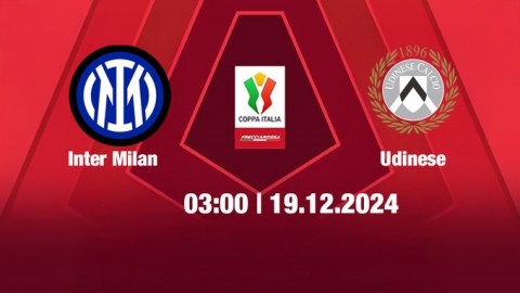 Nhận định Inter Milan vs Udinese, Coppa Italia, 03h00 hôm nay 20/12/2024