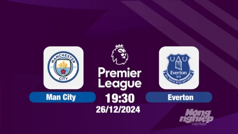 Nhận định, trực tiếp Man City vs Everton, Ngoại hạng Anh, 19h30 hôm nay 26/12/2024