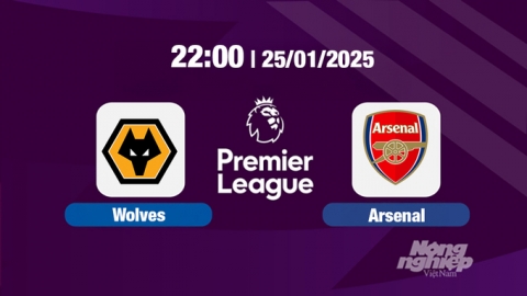 Trực tiếp bóng đá Wolves vs Arsenal, Ngoại hạng Anh, 22h00 hôm nay 25/1/2025