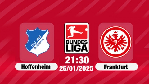 Trực tiếp bóng đá Hoffenheim vs Frankfurt, Bundesliga, 21h30 hôm nay 26/1/2025