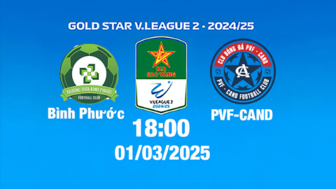 Trực tiếp bóng đá Bình Phước vs PVF-CAND, 18h00 hôm nay 1/3/2025