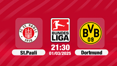 Trực tiếp bóng đá St. Pauli vs Dortmund 21h30 hôm nay 1/3/2025