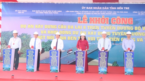 Khởi công cầu hơn 2.255 tỷ đồng nối Bến Tre- Tiền Giang- Trà Vinh