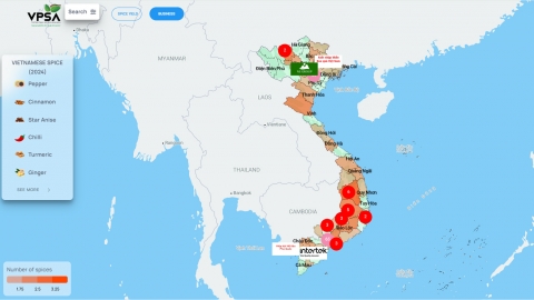 VPSA giới thiệu Bản đồ số hồ tiêu và gia vị Việt Nam