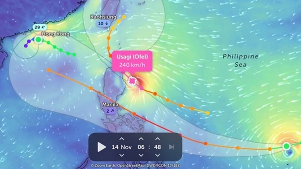 Bão mạnh Usagi đang hướng vào Biển Đông