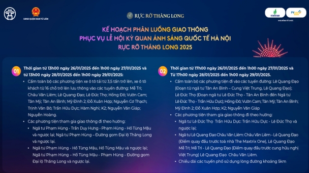 Hà Nội cấm nhiều tuyến đường phục vụ lễ hội ánh sáng