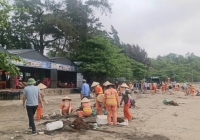 Huy động hàng trăm người dọn rác ở biển Đồ Sơn