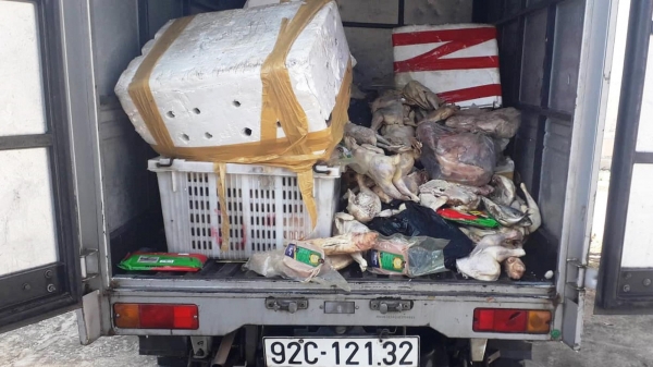 Phát hiện xe tải đổ trộm thực phẩm thối rữa ra môi trường